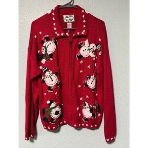 Vintage Heirloom Collectable Winter Christmas Snowman‎ Red Womens Sweater Medium